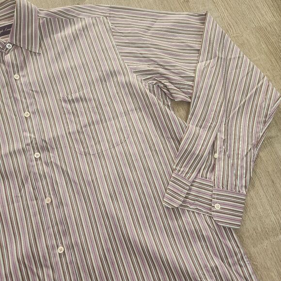 Ralph Lauren Mens Purple Label Button Up Dress Shirt Size Large Made in Italy - Picture 5 of 10